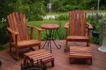 Handmade Deck and Patio Rocking Chair and Table Set, with 2 Footstools: (5 Piece Set)